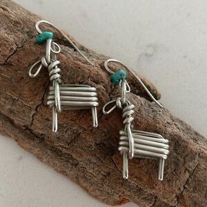 Native American Sterling Silver Split Twig Figurine & Sleeping Beauty Earrings